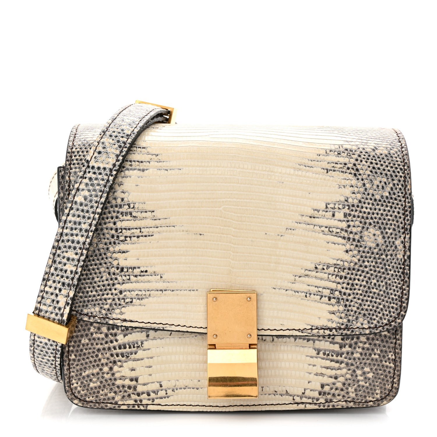 Celine Lizard Small Classic Box Flap Bag Natural