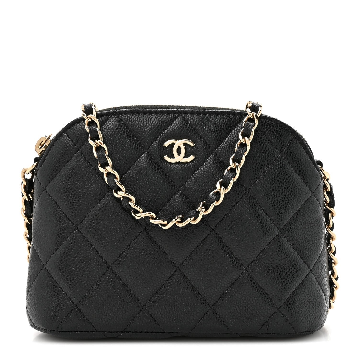 Chanel Caviar Quilted Mini Classic Clutch With Chain Black