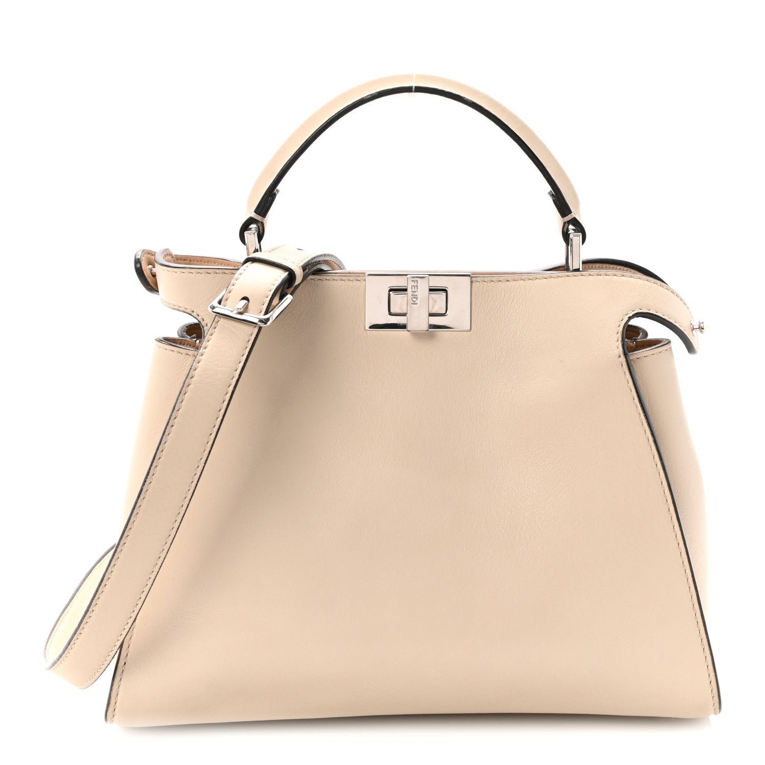 Fendi Vitello Tahiti Burro Bi-Color Medium Peekaboo Iconic Essentially Satchel  Nuvola Rosa Bourbon