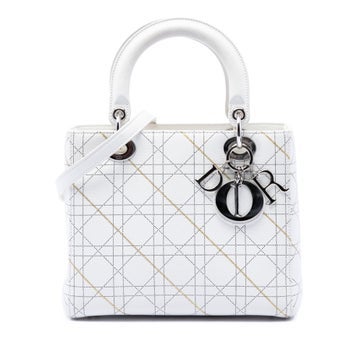 Calf Leather Medium Calfskin Cannage Print Lady Dior