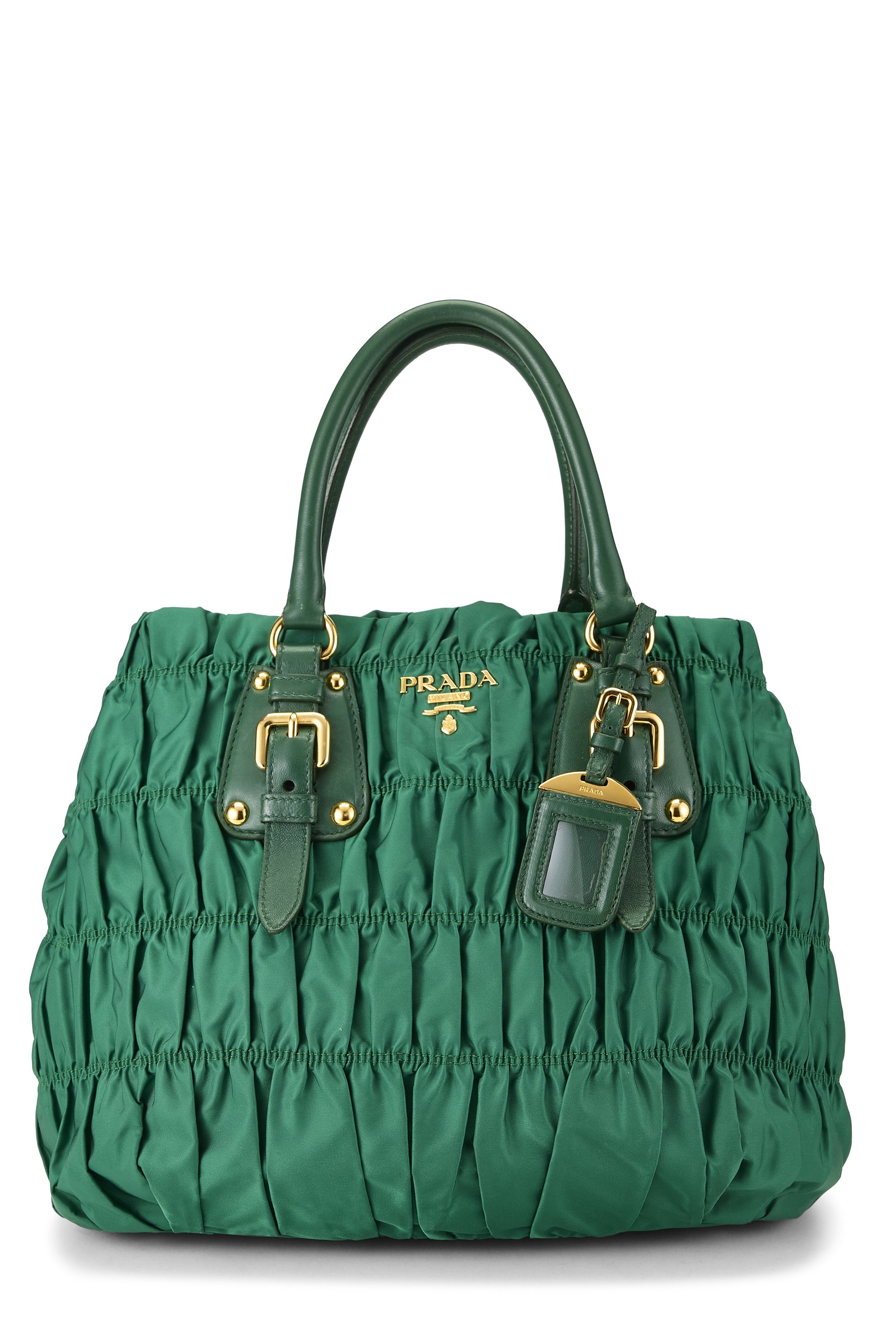 Prada Green Nylon Convertible Buckle Tote