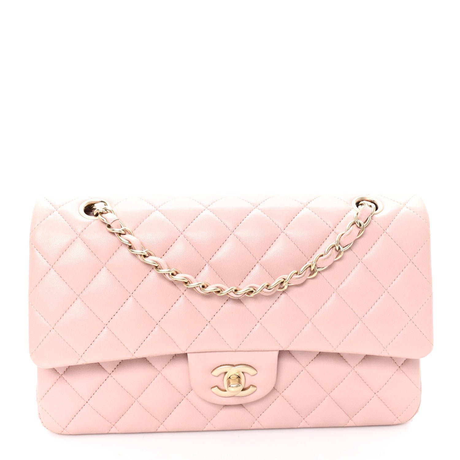 Chanel Lambskin Quilted Medium Double Flap Light Pink