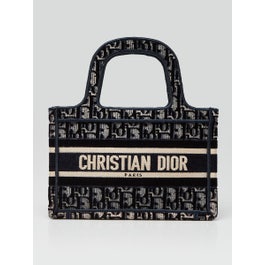 Christian Dior Blue Oblique Canvas and Velvet Mini Book Tote Bag