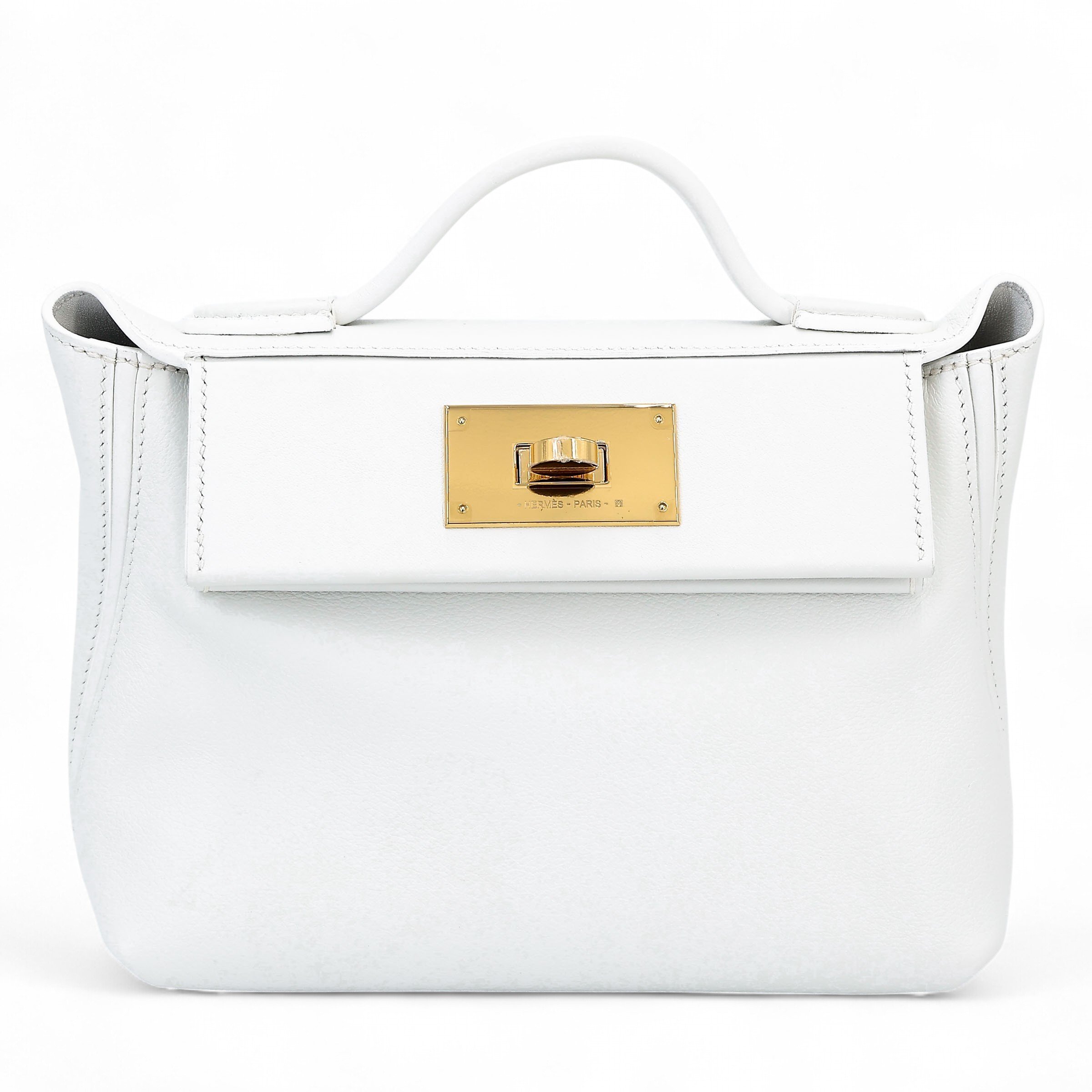 Hermes Unused ( Rank NS ) HERMÈS 24/24 - 21 mini New White (0U) Evercolor Swift Gold hardware B (2023)