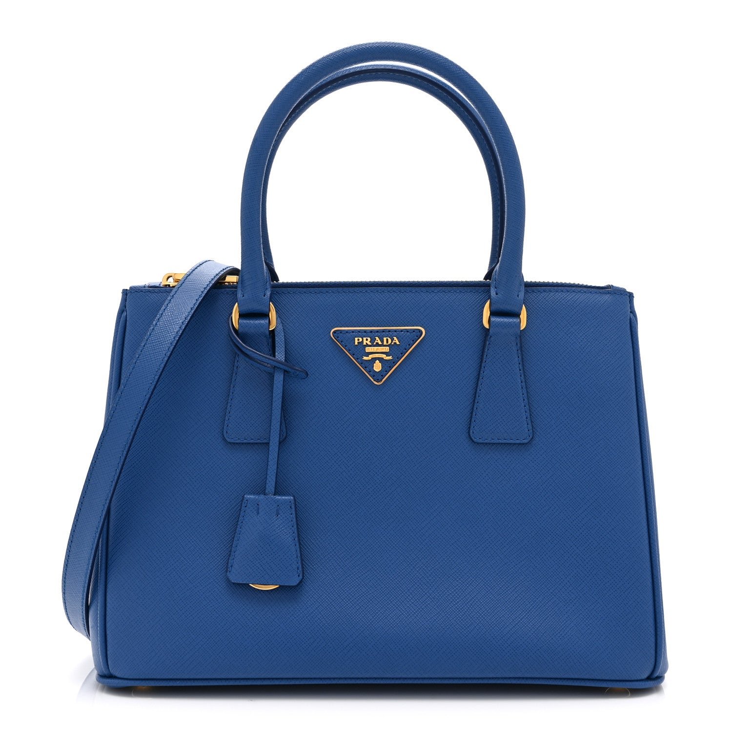 Prada Saffiano Lux Small Galleria Double Zip Tote Bluette