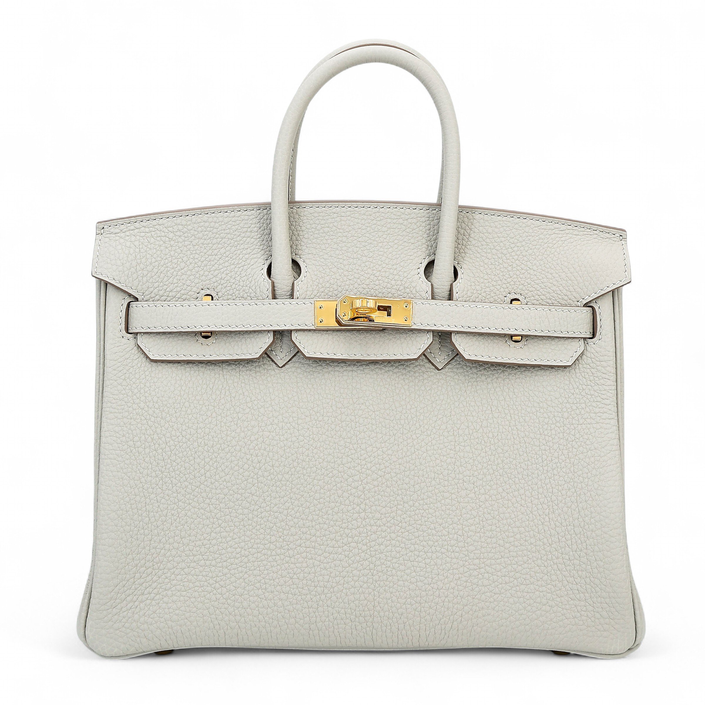 Hermes Unused ( Rank NS ) HERMÈS Birkin 25 Gris Perle (80) Togo Gold hardware U (2022)