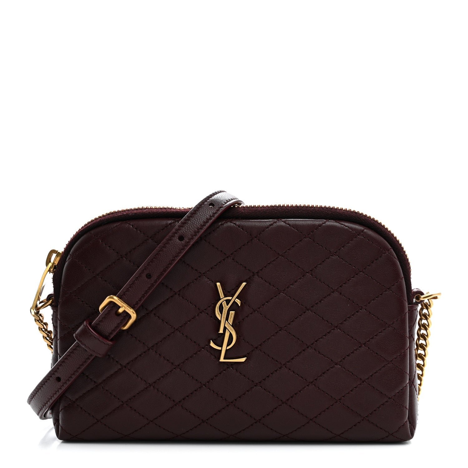 Saint Laurent Saint Laurent Lambskin Quilted Gaby Zipped Pouch Hot Wine