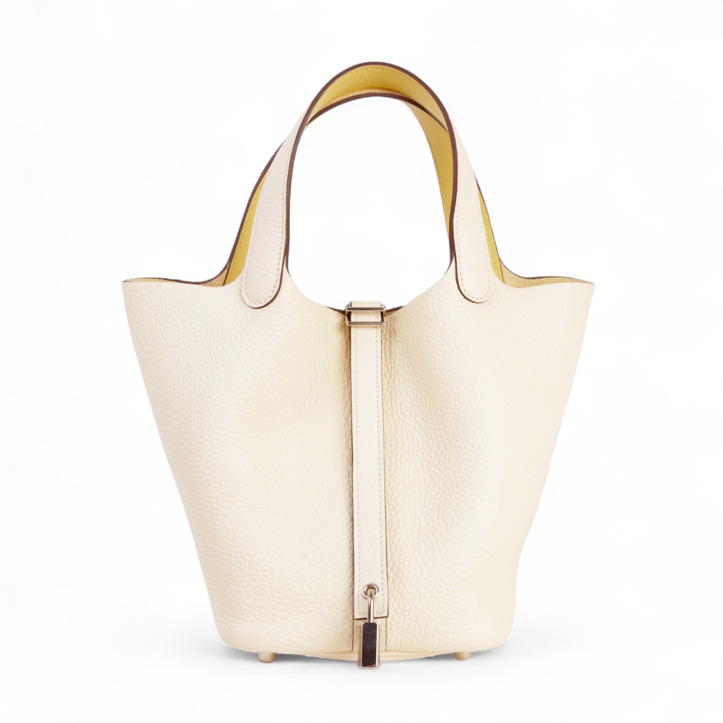 Hermes Very Good ( Rank A) HERMÈS Picotin Lock PM Eclat Nata (I2) Jaune Clemence Palladium hardware Y (2020)