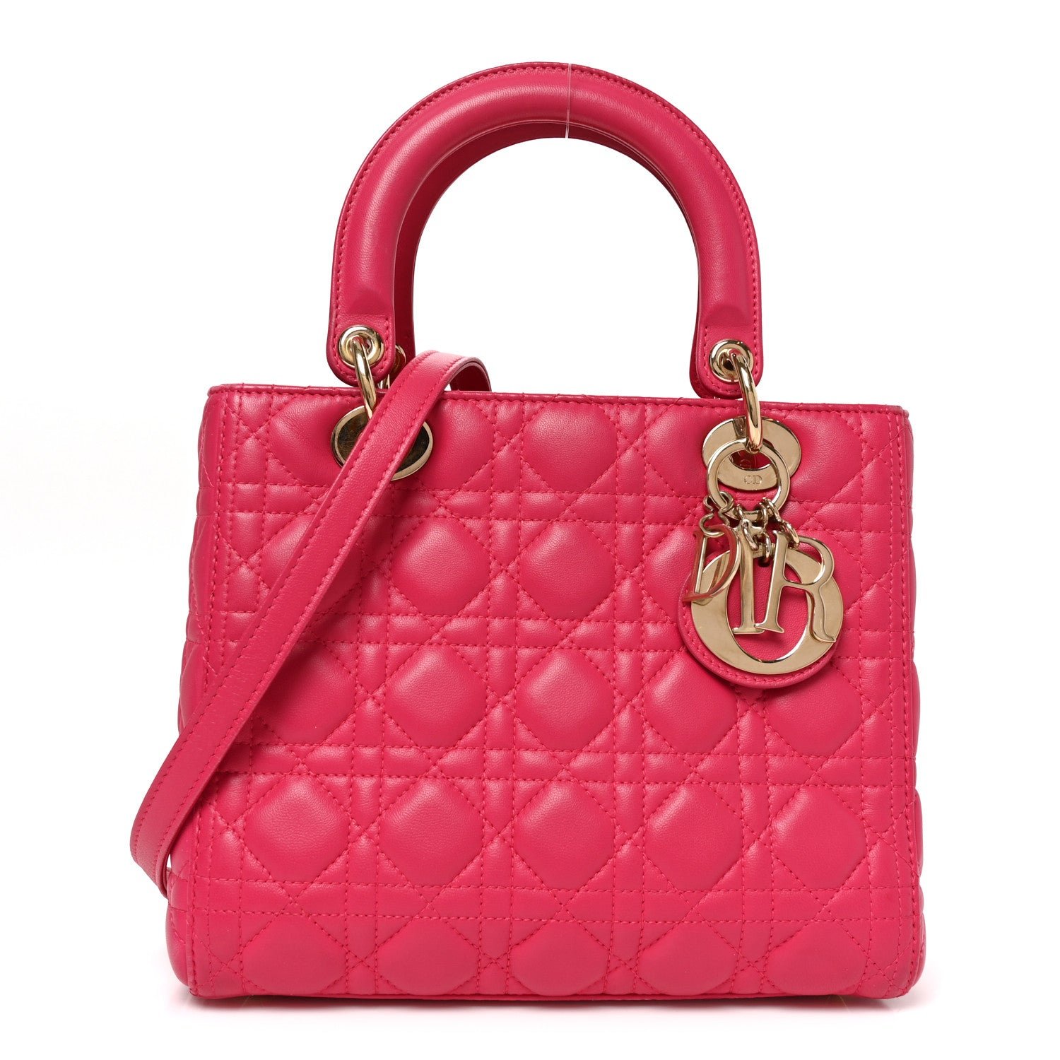 Christian Dior Lambskin Cannage Medium Lady Dior Pink