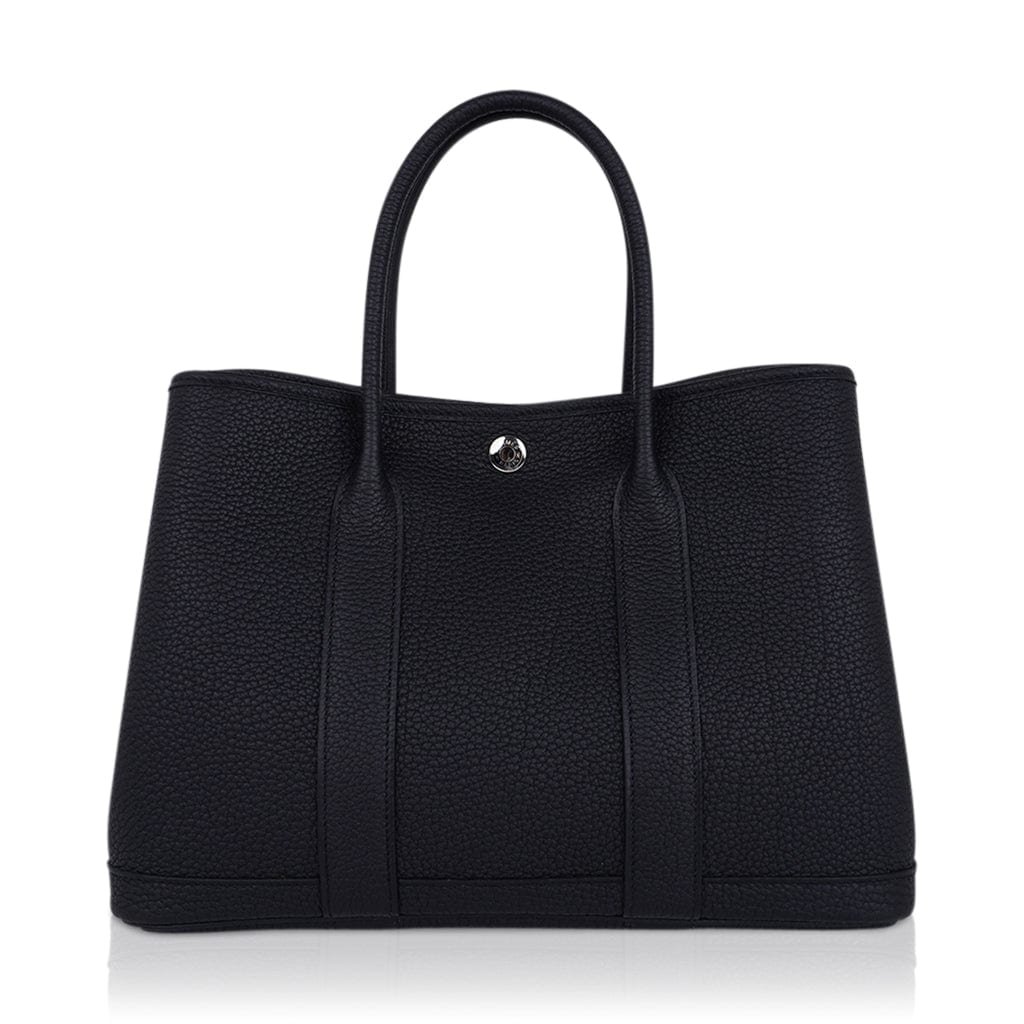 Hermes Hermes Garden Party 30 Bag Black Vache Country Leather with Palladium Hardware