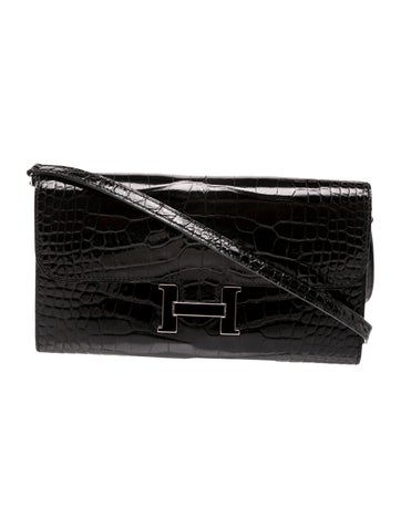 Hermes Shiny Alligator Enamel Constance To Go Wallet