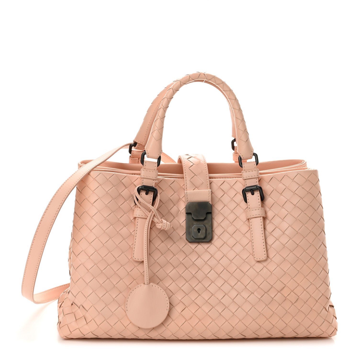Bottega Veneta Light Calf Intrecciato Small Roma Flamingo