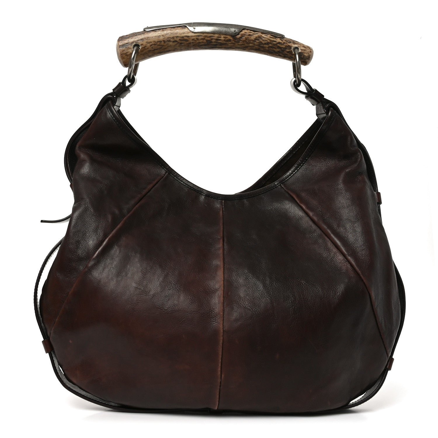 Saint Laurent Buffalo Leather Horn Medium Mombasa Bag Brown