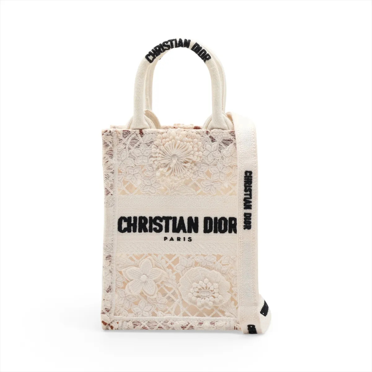 Dior Christian Dior Book Tote mini phone bag canvas 2 Way Handbag White