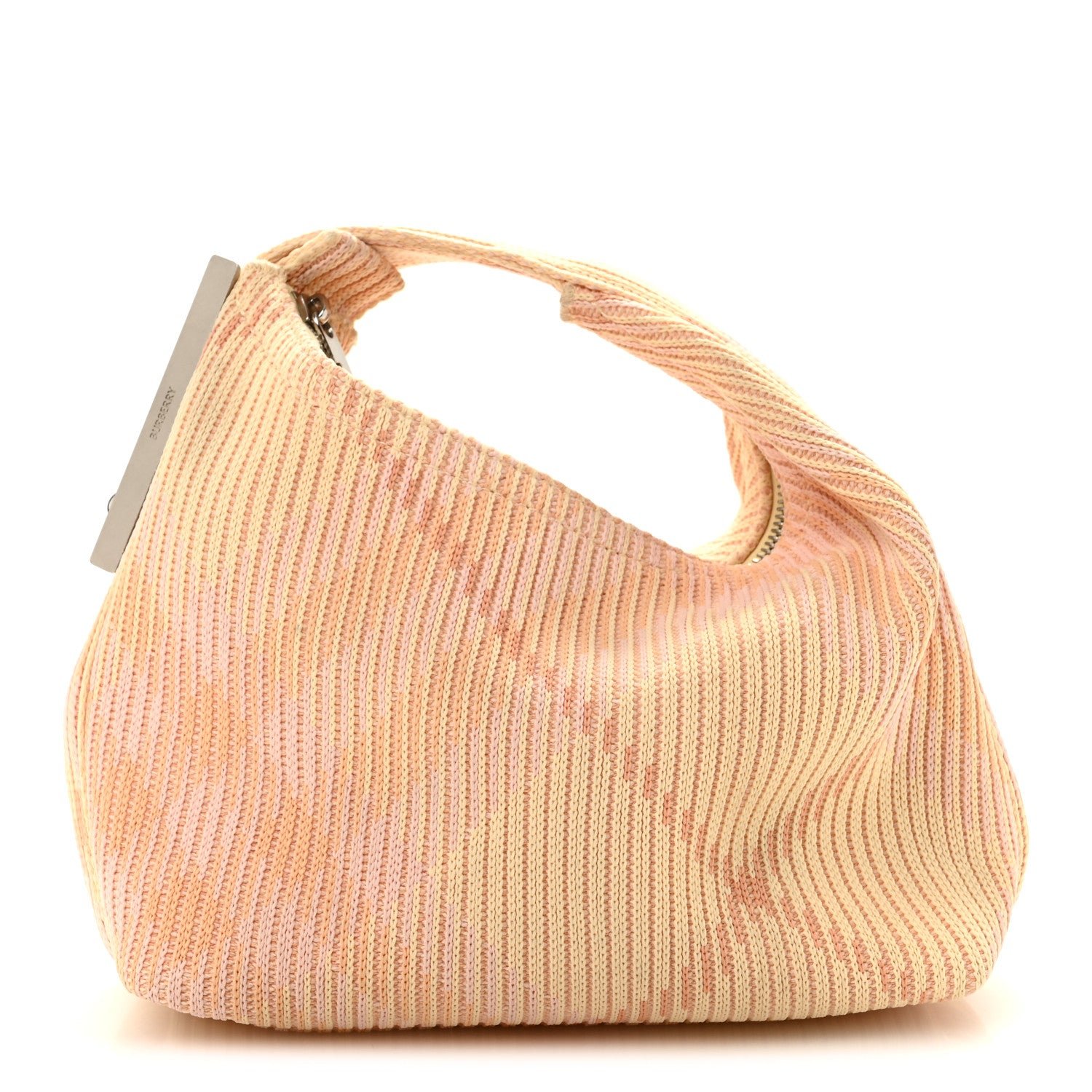 Burberry Burberry Canvas Knitted Check Mini Peg Duffle Bag Sherbert