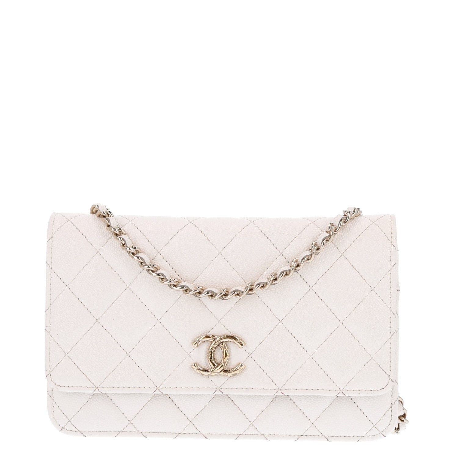 Chanel Caviar Quilted Wallet On Chain WOC White