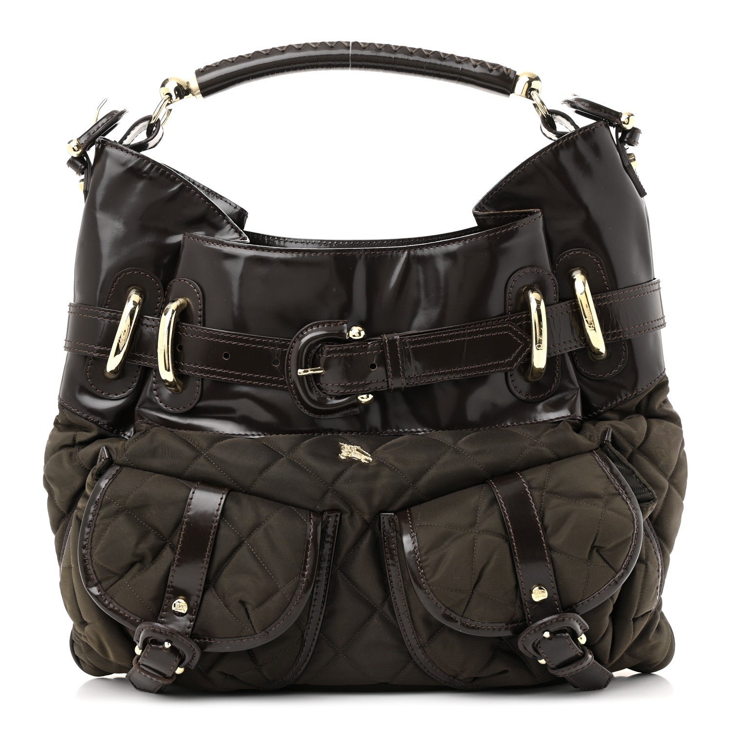 Burberry Nylon Quilted Bromley Hobo Brown