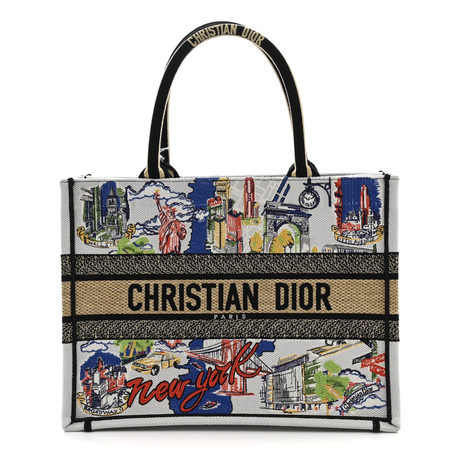 Dior Canvas Embroidered Medium New York Book Tote Multicolor