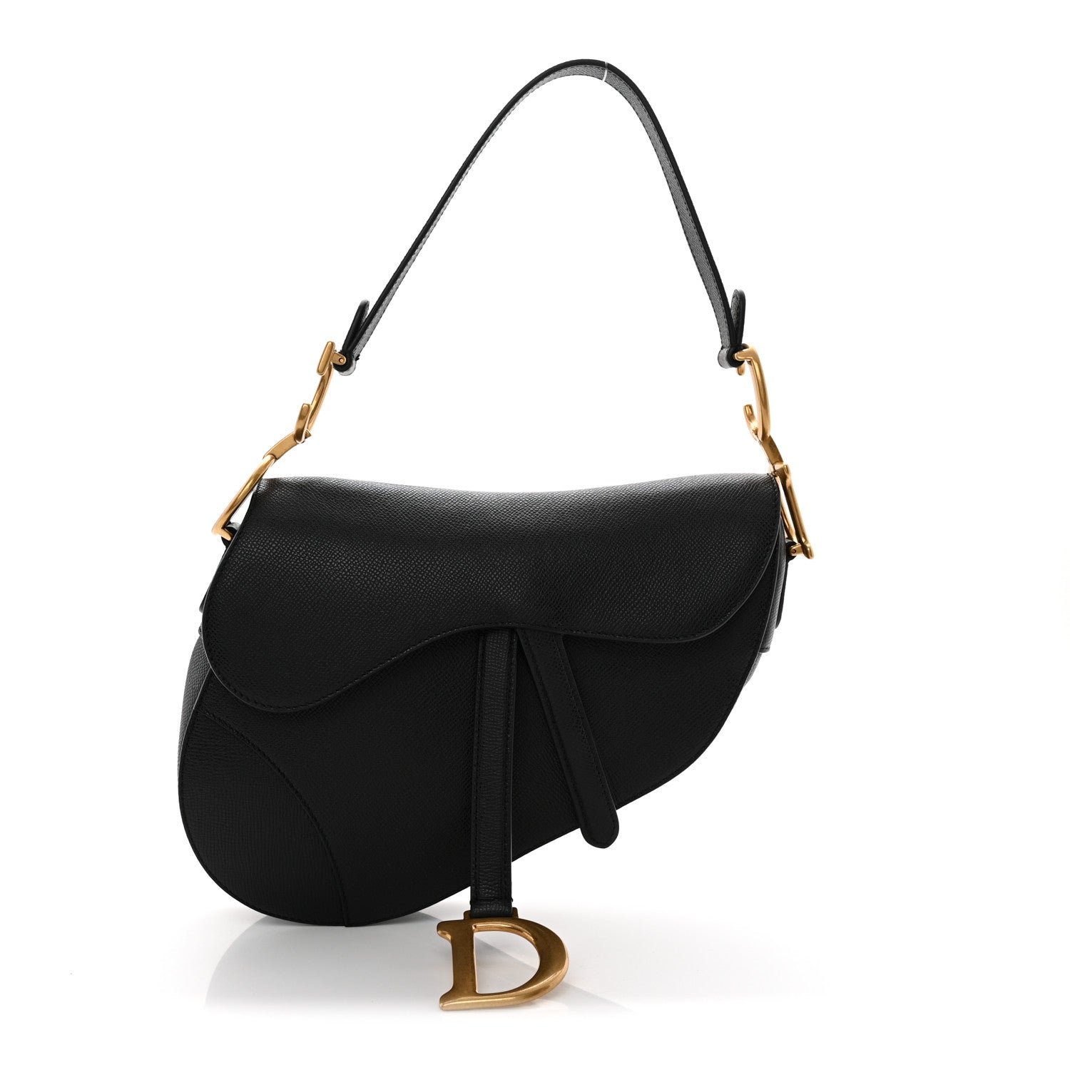 Christian Dior Grained Calfskin Saddle Bag Black