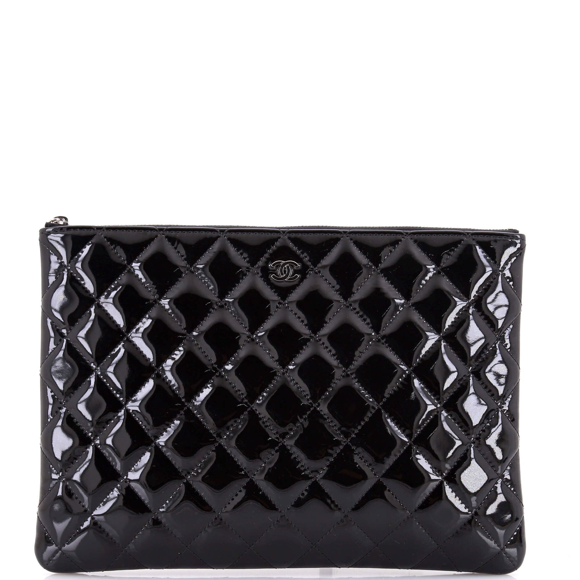 O Case Clutch Quilted Patent Medium