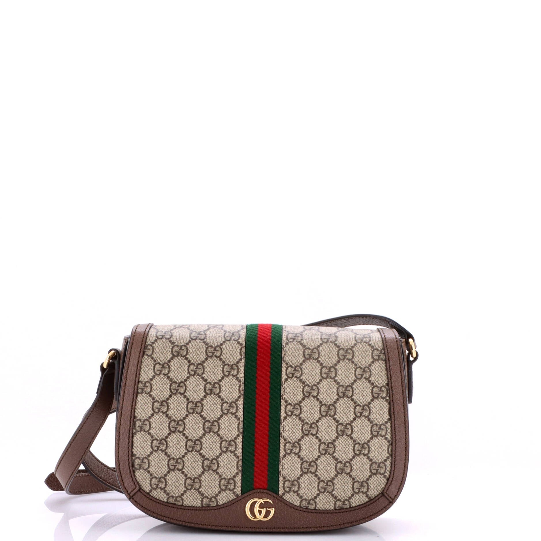 Ophidia Saddle Flap Shoulder Bag GG Coated Canvas Small