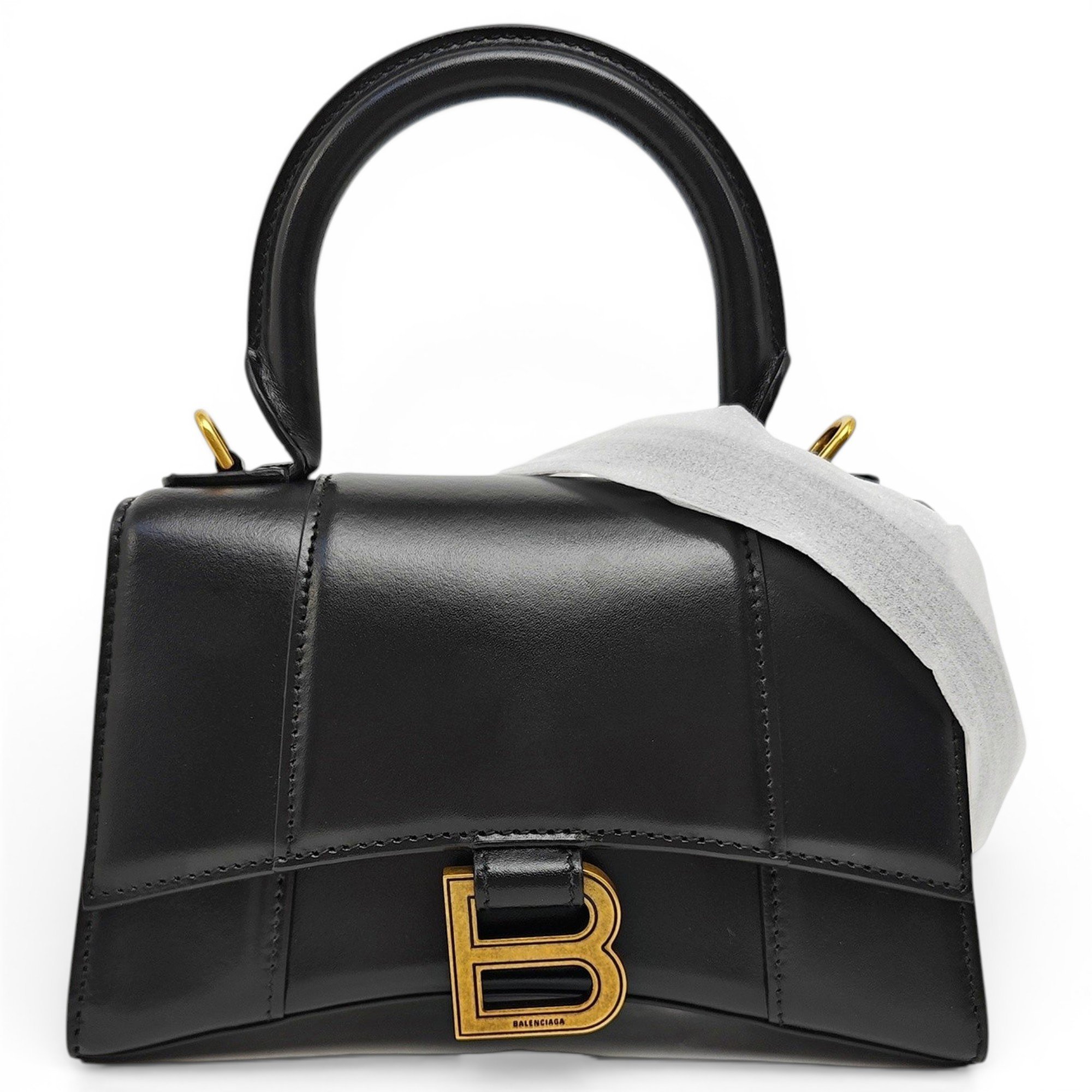 Hourglass leather handbag