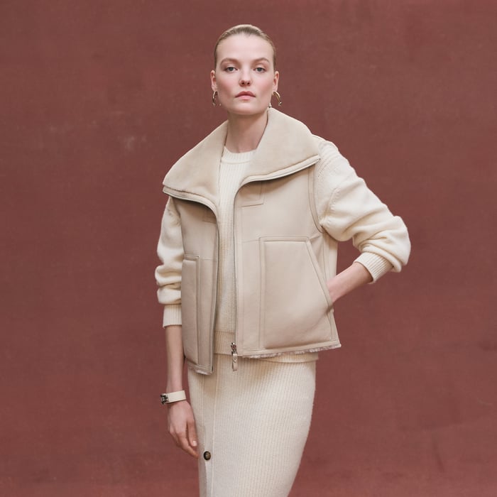 Beige Glaise Reversible Sleeveless Jacket
