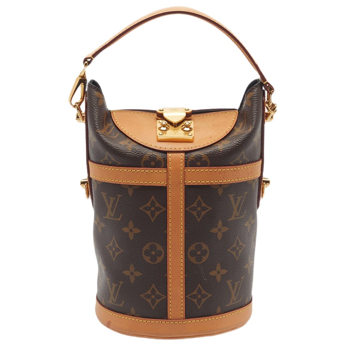 Duffle leather handbag