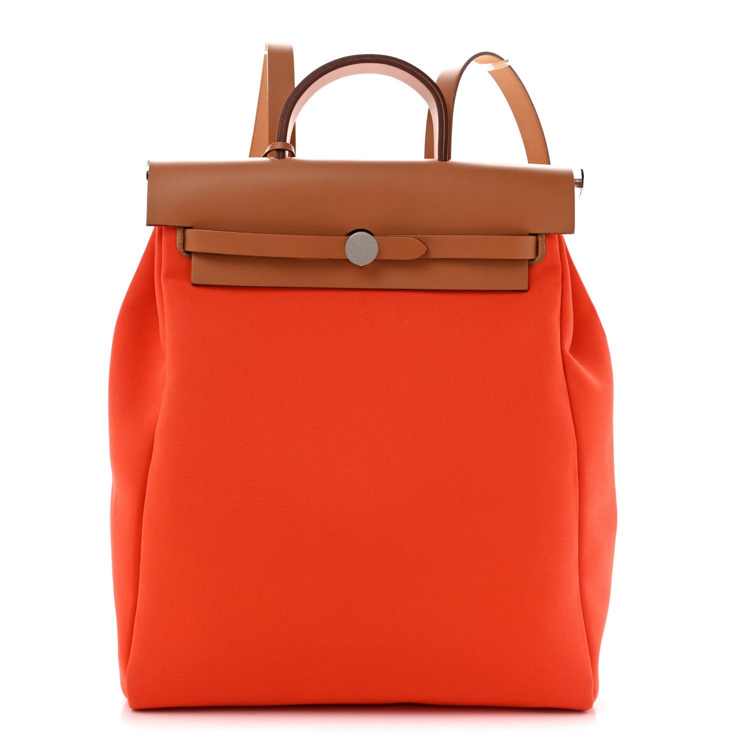 Hermes Military Toile Vache Hunter Herbag a Dos Zip Retourne Backpack Orange Mecano Fauve