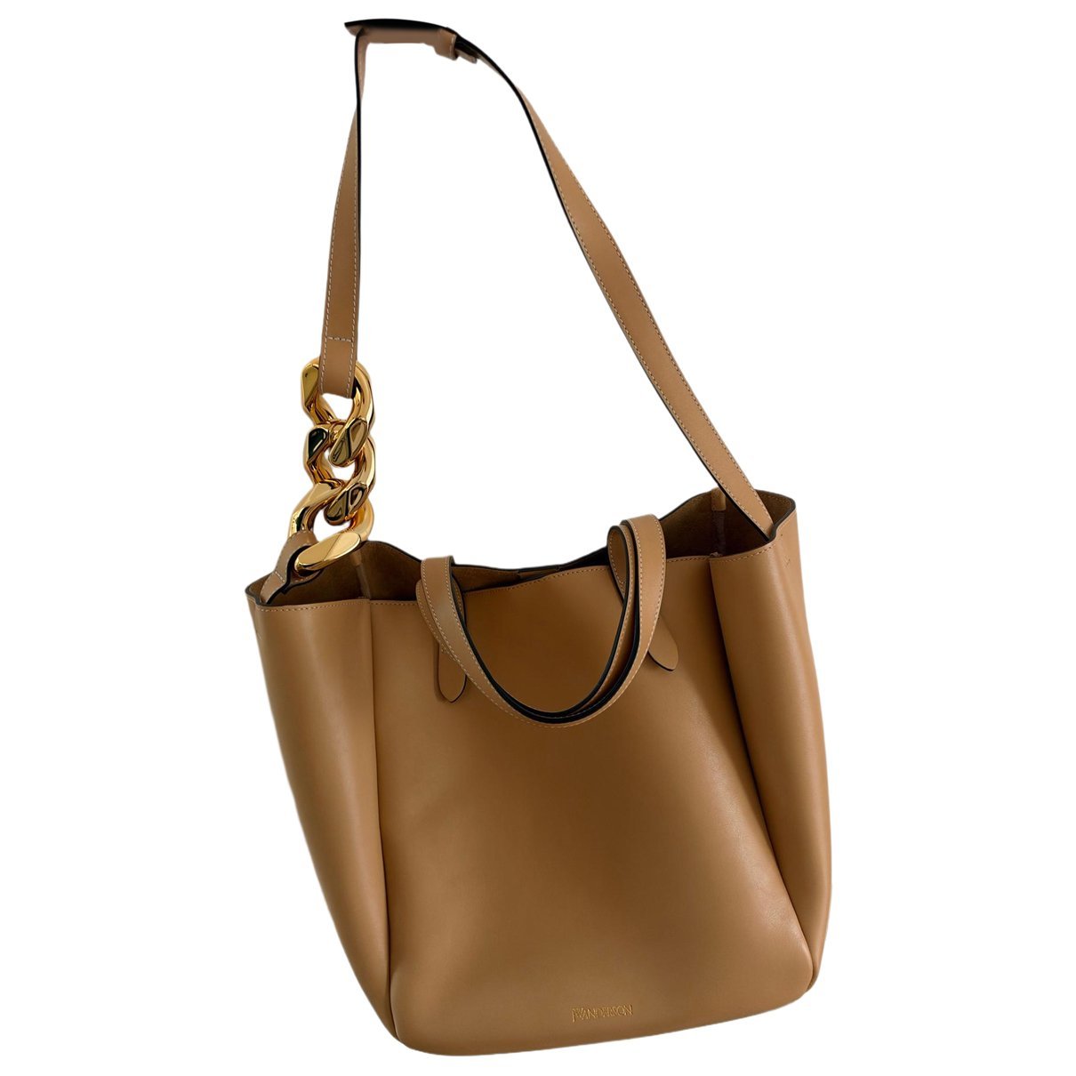 Chain leather tote