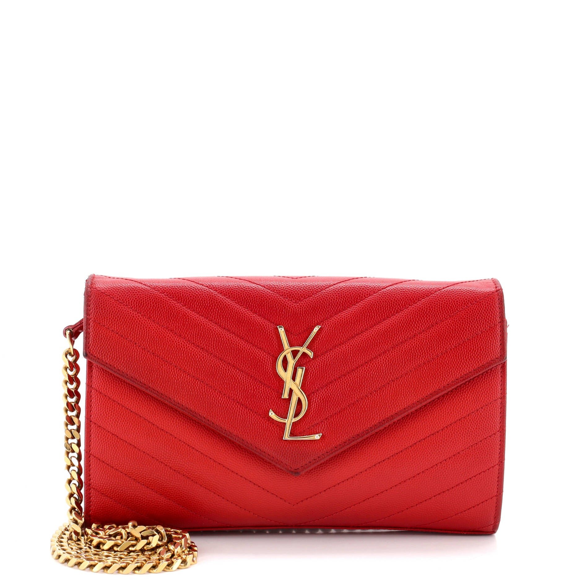Classic Monogram Wallet on Chain Matelasse Chevron Leather Medium