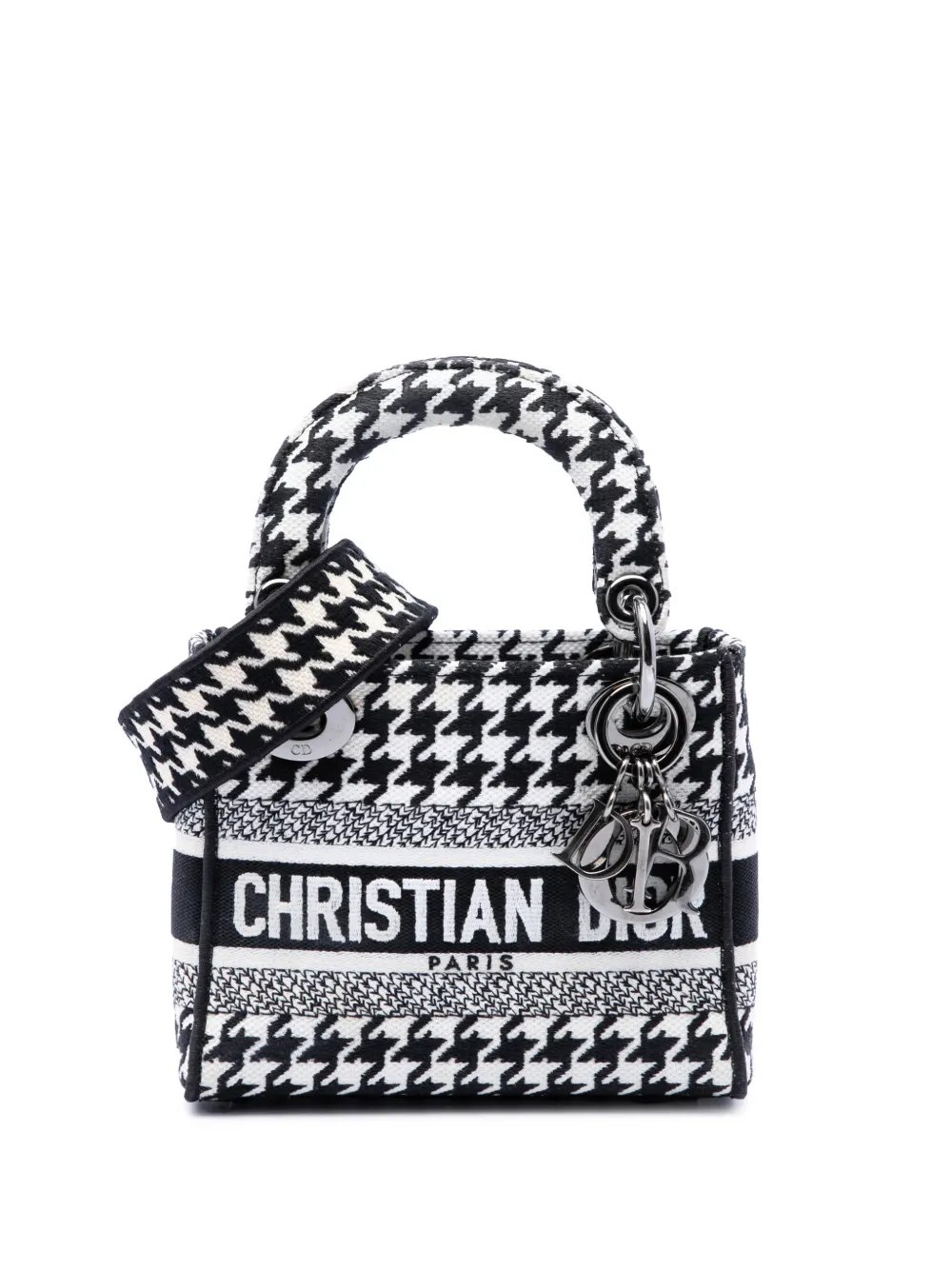 Dior 2022 Mini Embroidered Canvas Houndstooth Lady D Lite satchel