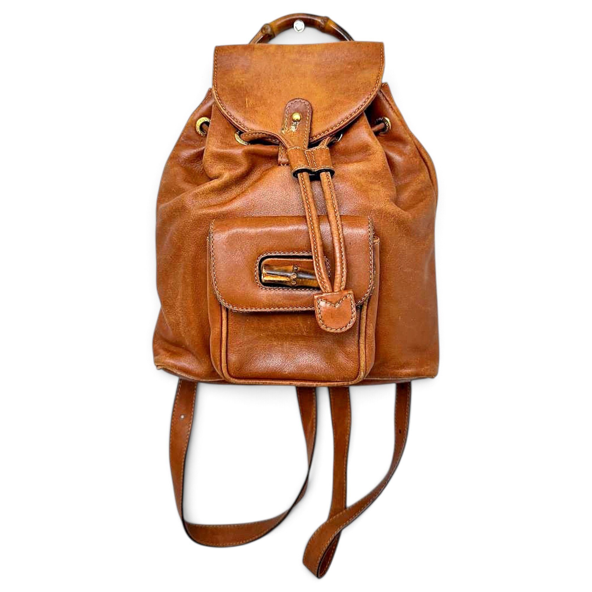 Bamboo Tassel Oval leather backpack