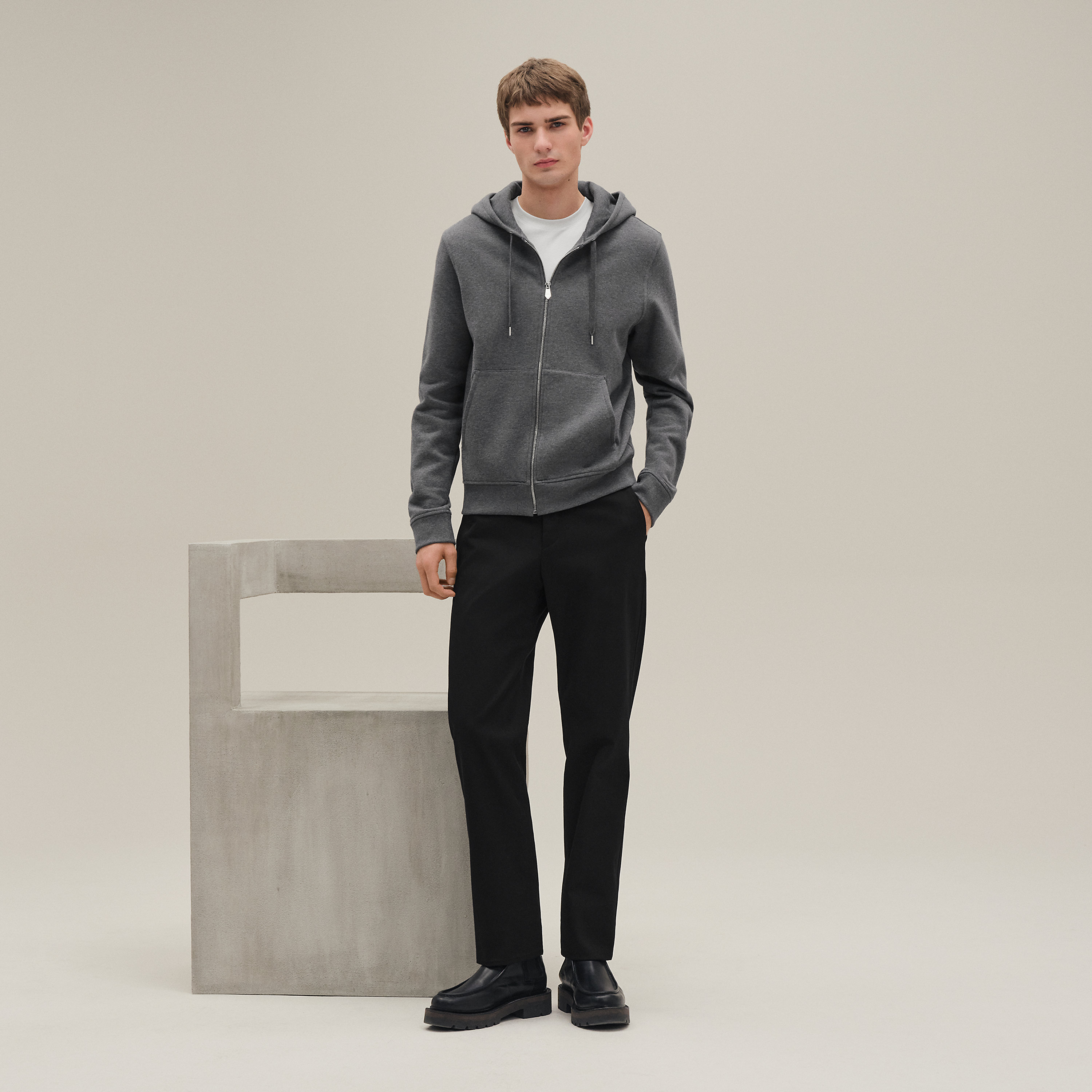 "Ex-Libris" hooded sweater with silk detail