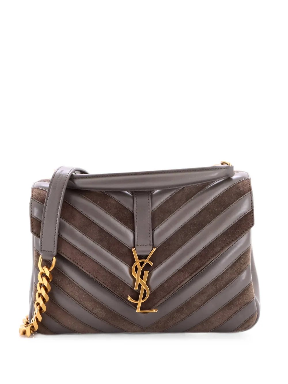 Classic Monogram College Bag Matelasse Chevron Leather and Suede Medium shoulder bag
