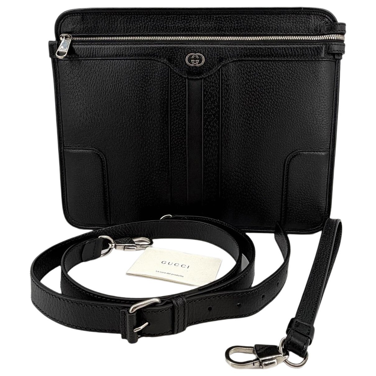 Interlocking leather clutch bag