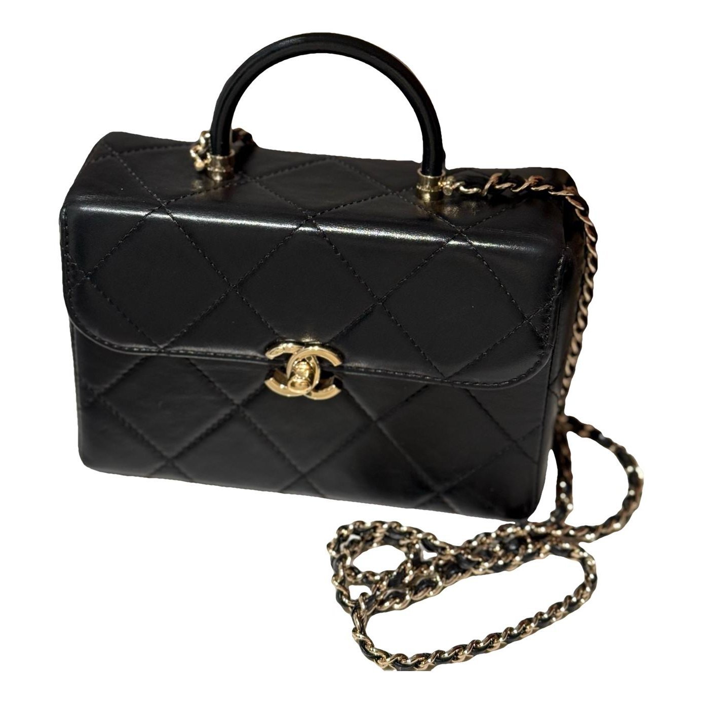 Trendy CC Top Handle leather handbag