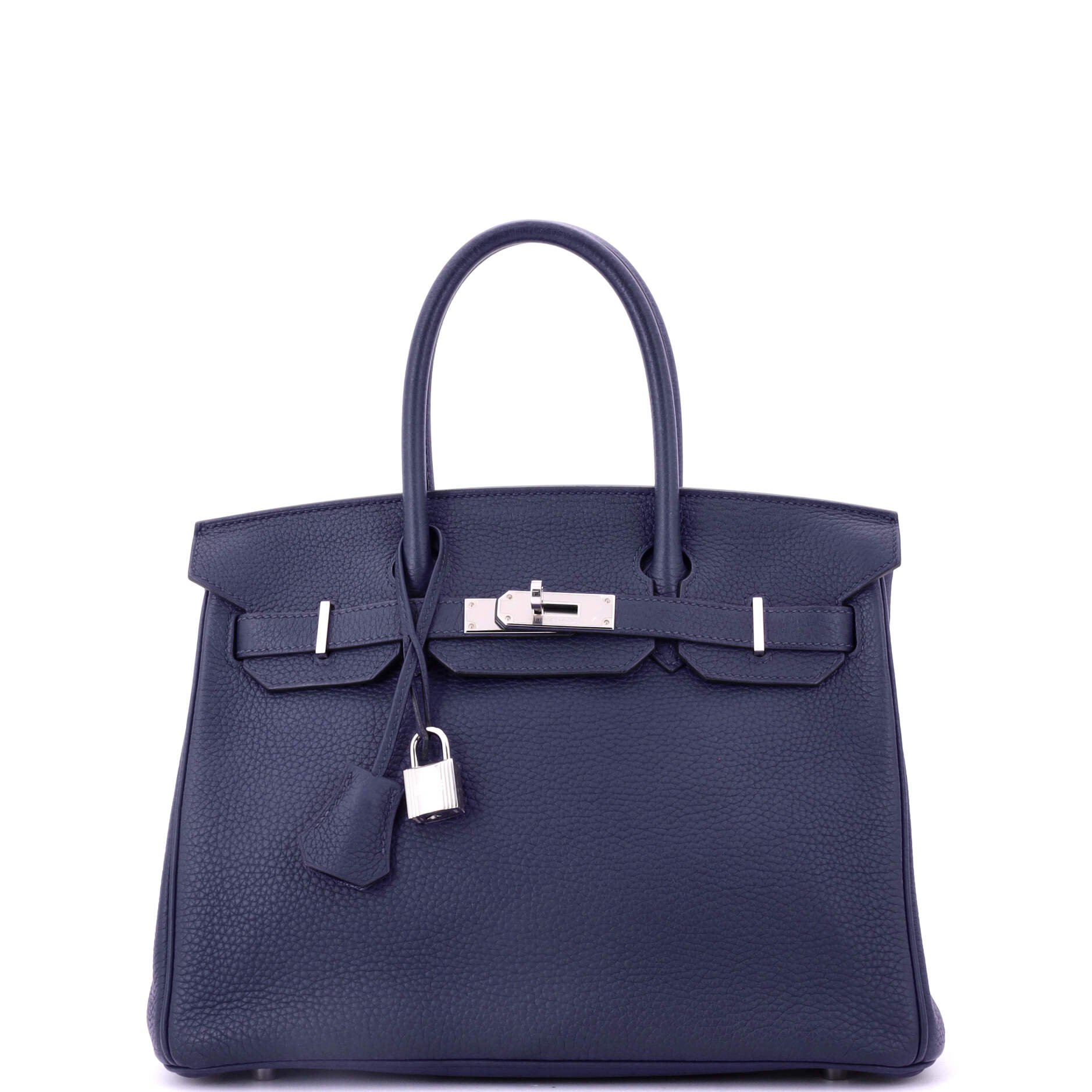 Hermes Birkin Handbag Bleu Encre Clemence with Palladium Hardware 30