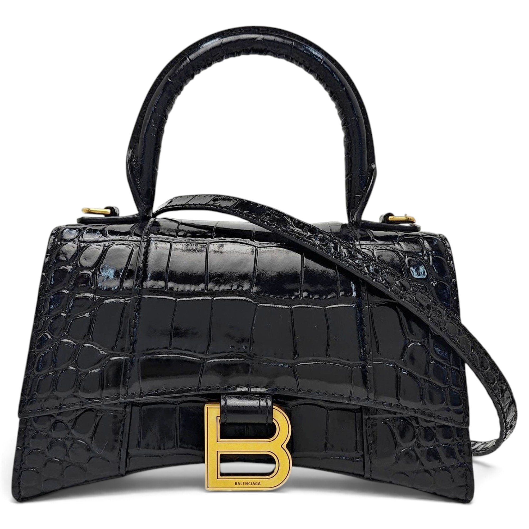 Hourglass leather handbag
