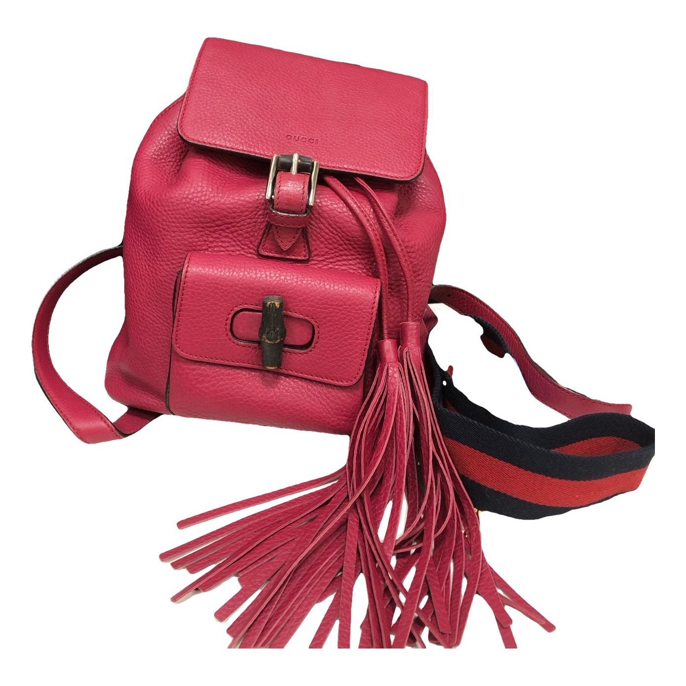 Bamboo Tassel leather backpack