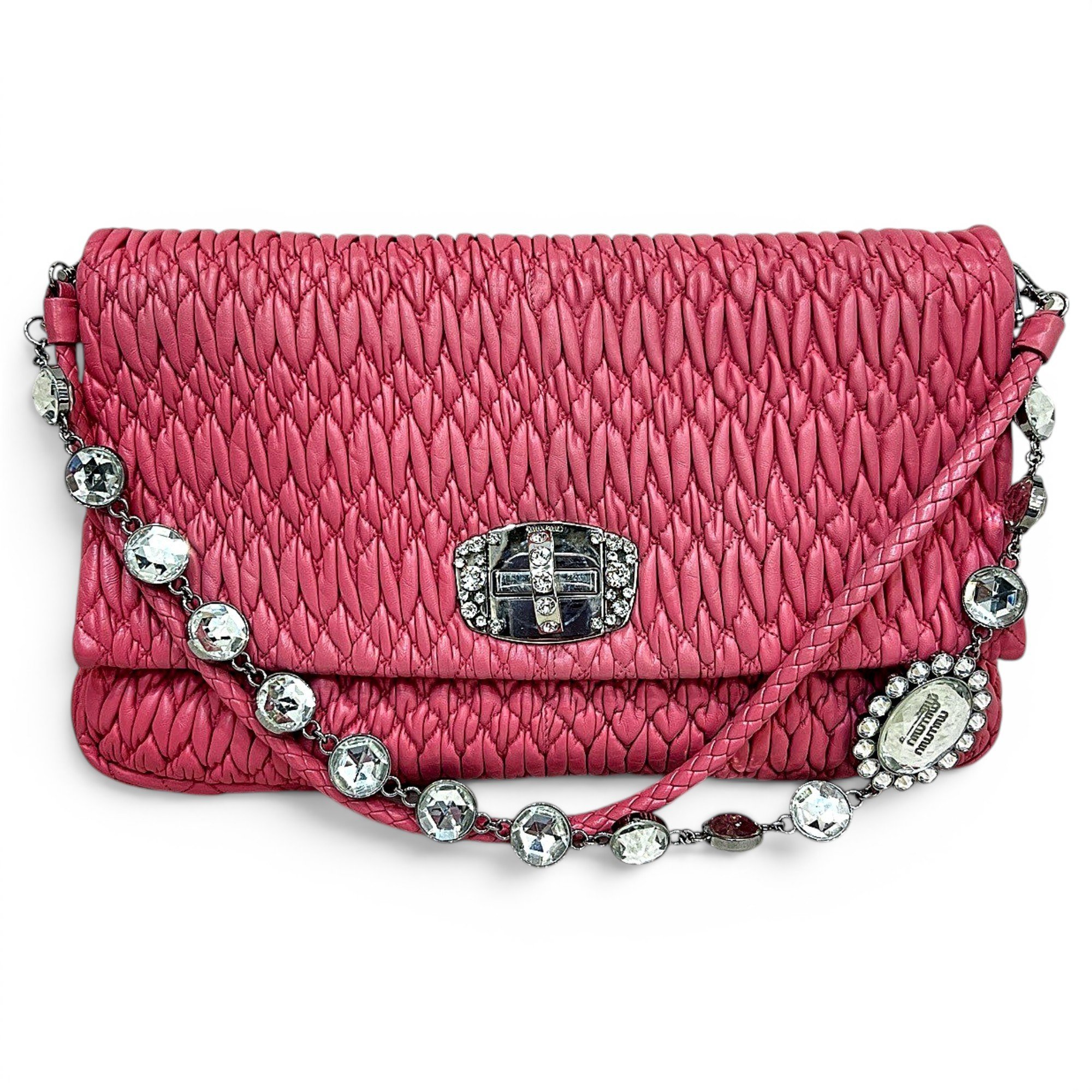 Miu Crystal leather handbag