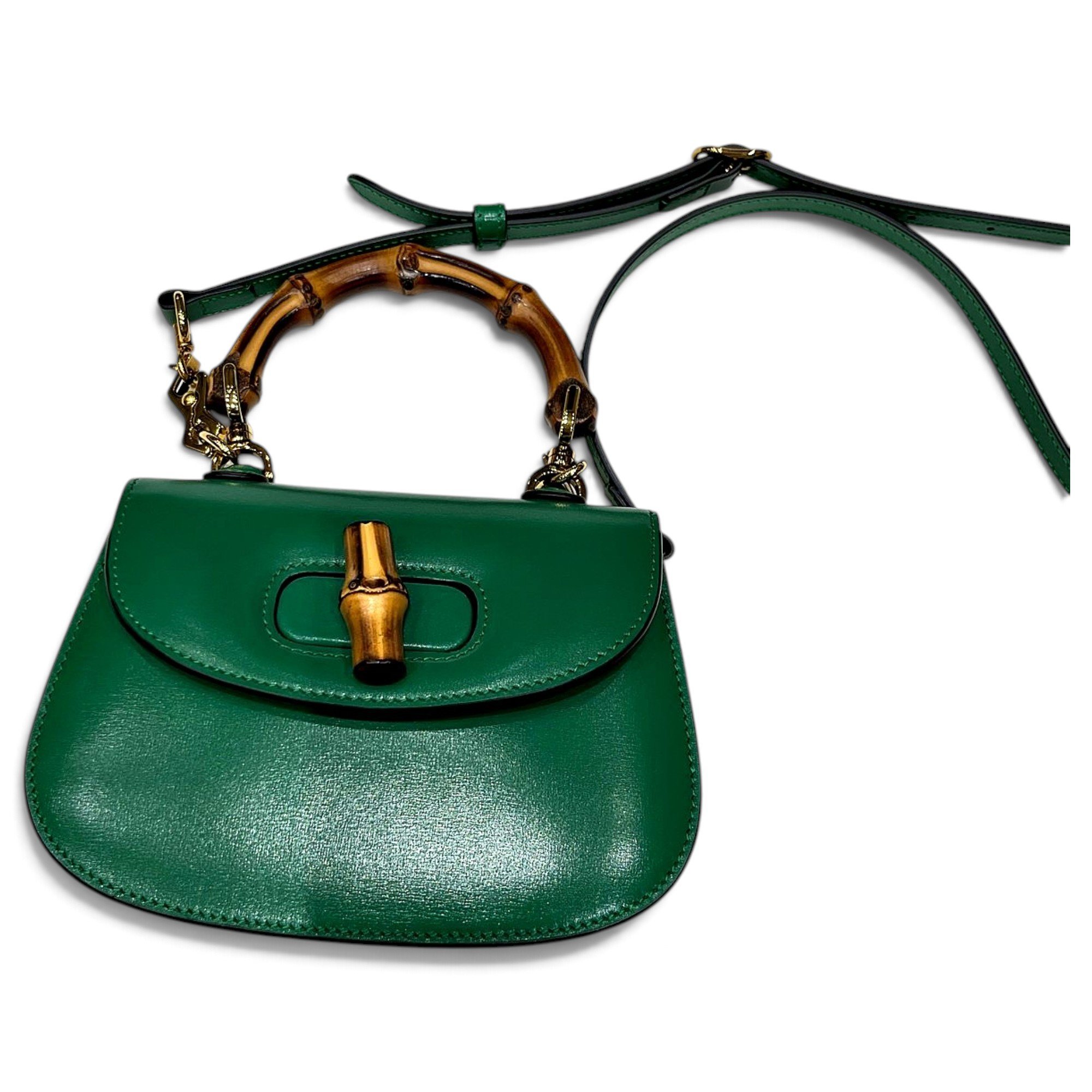 Convertible Bamboo Top Handle leather crossbody bag