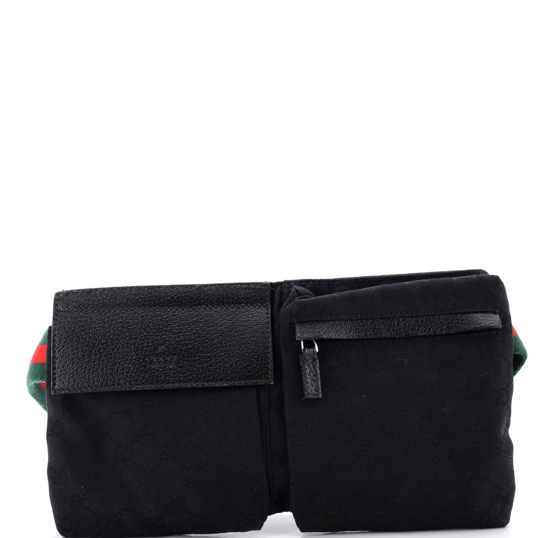 Vintage Double Belt Bag GG Canvas with Leather Small