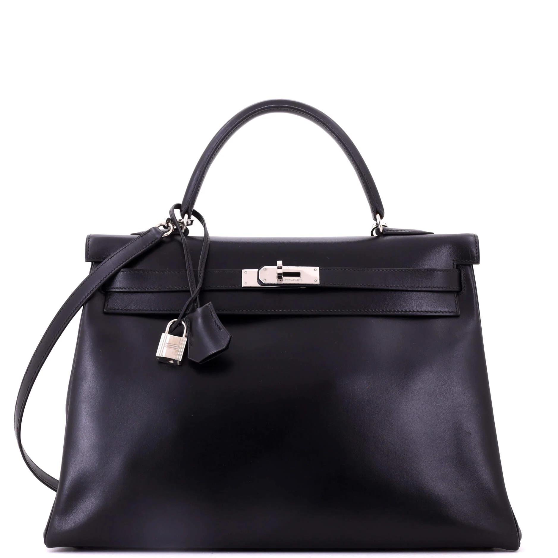 Hermes Kelly 35 Handbag Box Calf Leather 1998