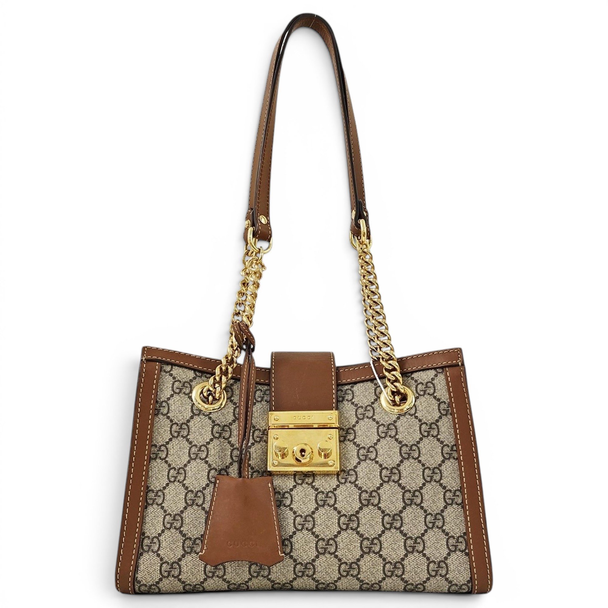 Padlock leather handbag