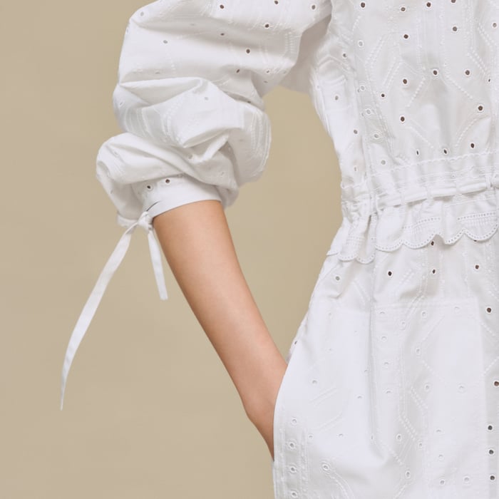 Blanc Embroidered Drawstring Dress