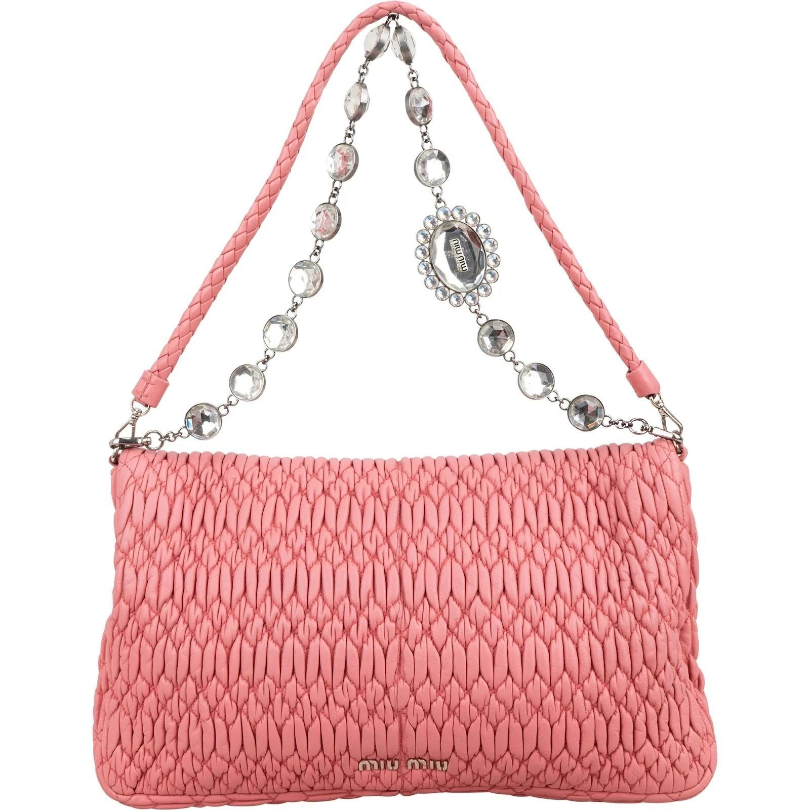 Miu Crystal leather handbag