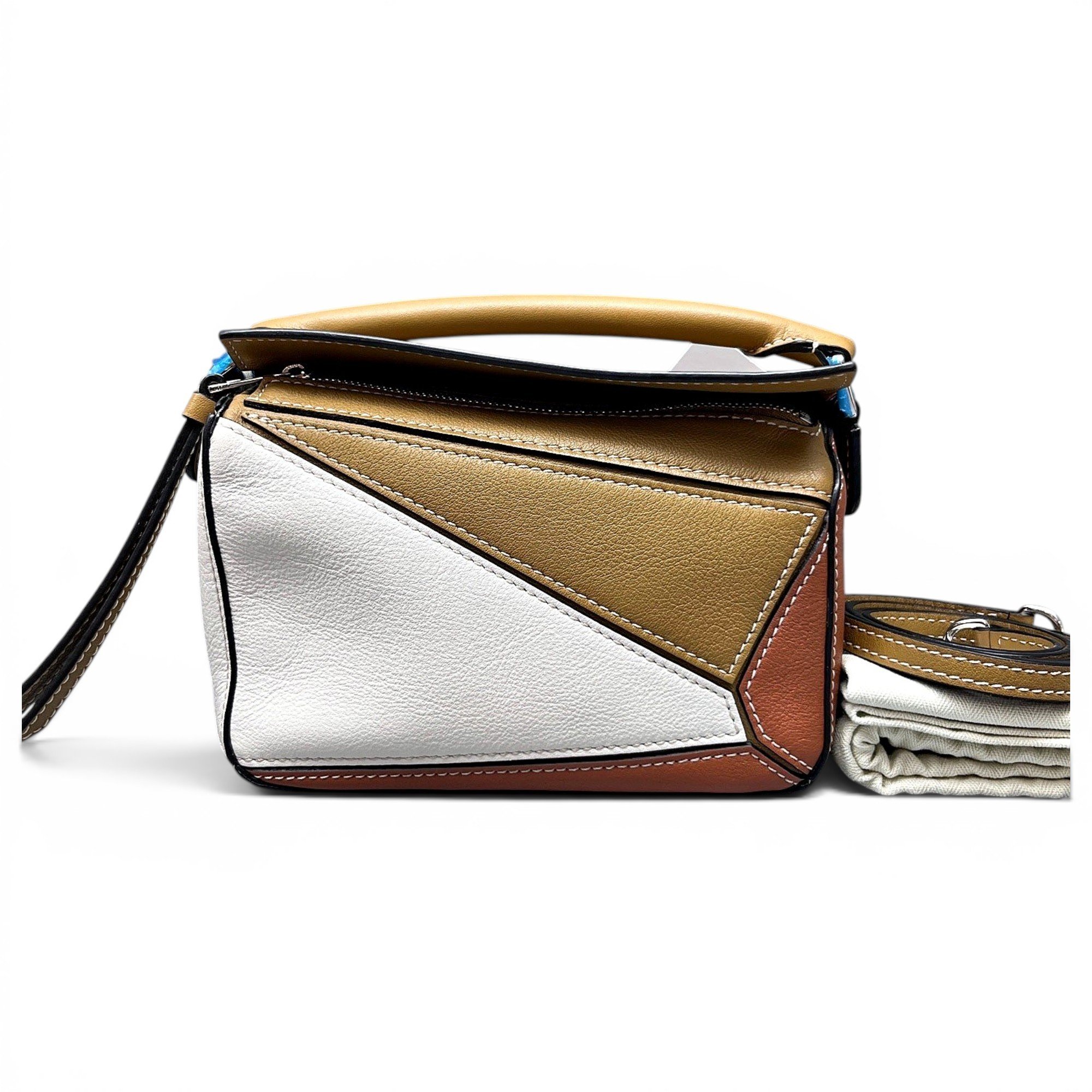 Puzzle leather handbag