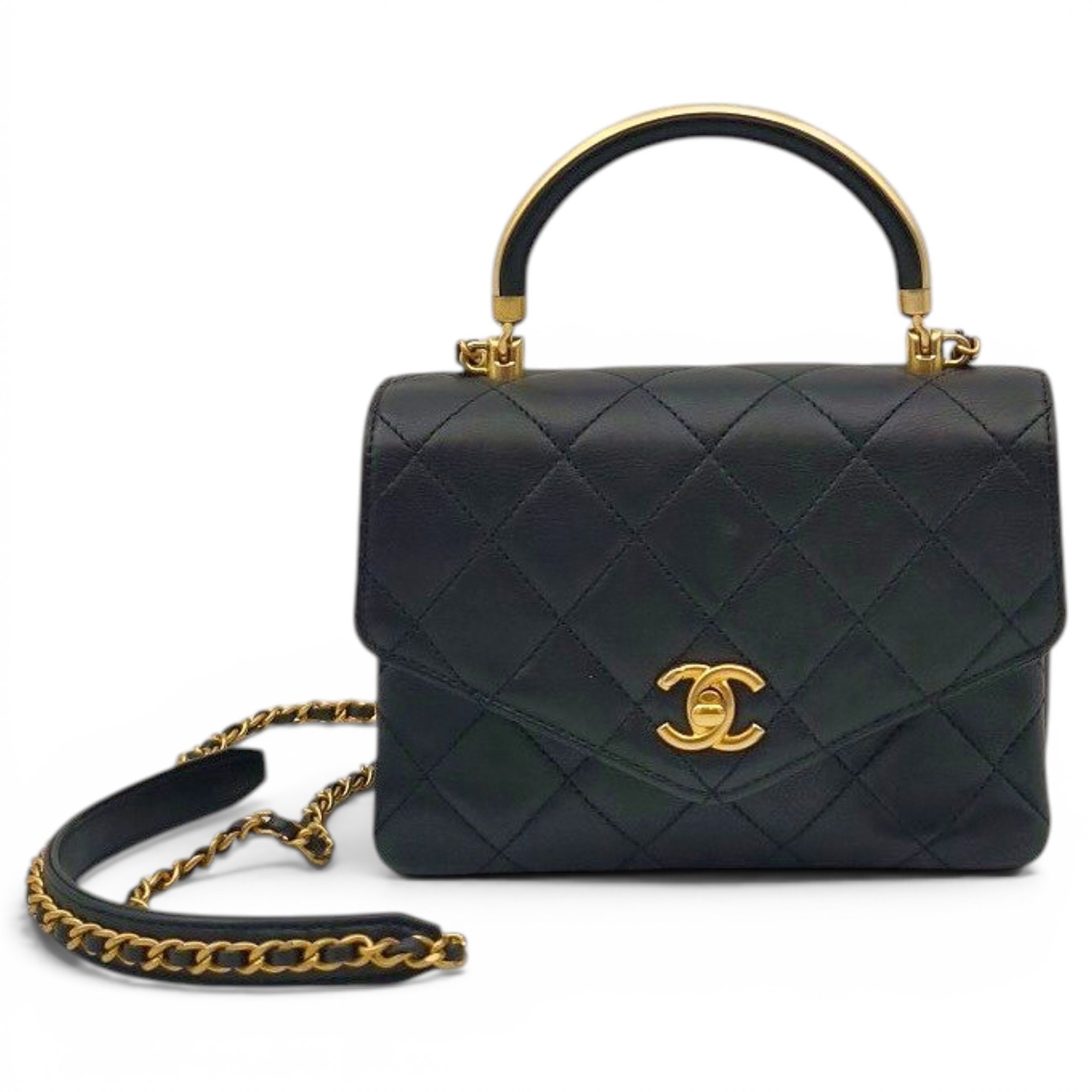 Trendy CC Top Handle leather handbag