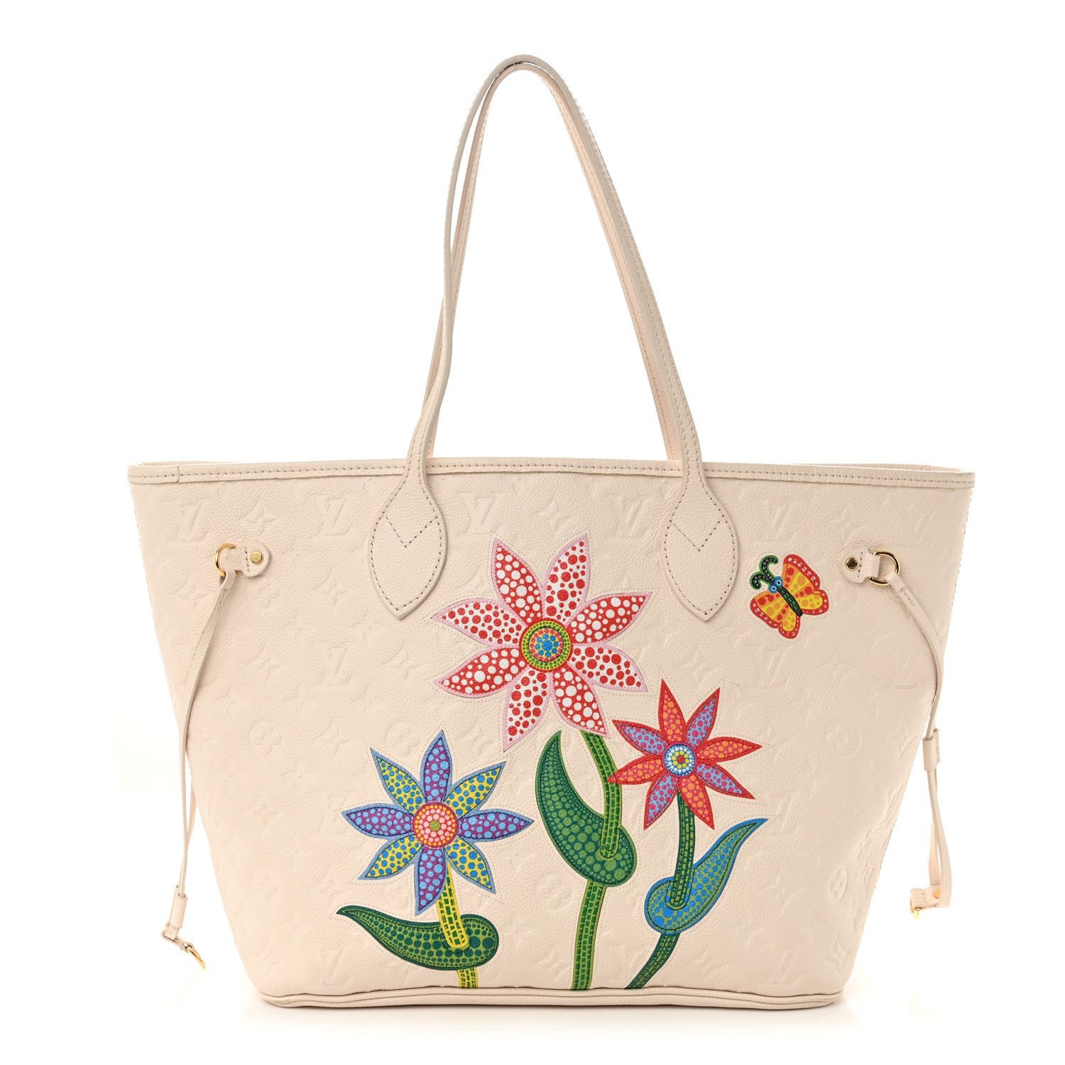 Louis Vuitton LV X YK Empreinte Inlaid Kusama Flowers Neverfull MM Quartz